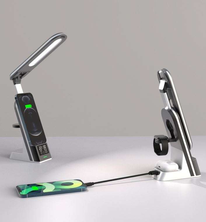 7 in 1 15W Wireless Fast Charger - Desk Lamp &amp; Alarm Clock - AB-S860