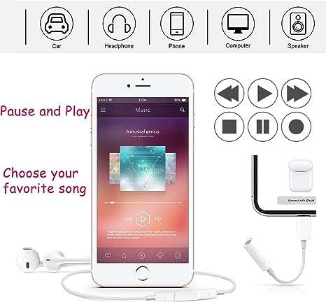 Lightning to 3.5 mm Headphone Jack Audio Aux Adapter