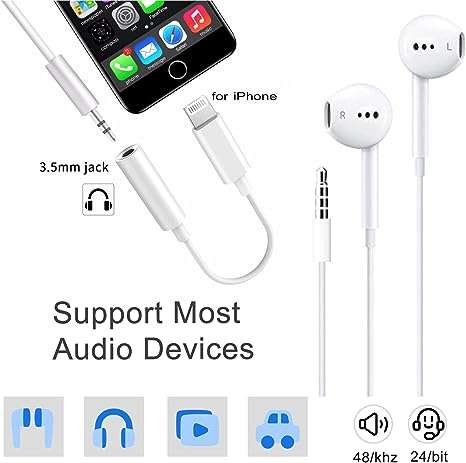 Lightning to 3.5 mm Headphone Jack Audio Aux Adapter