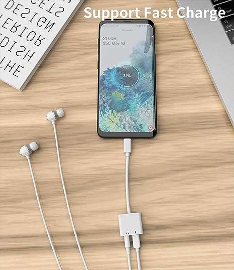 Type C Splitter - Type C to 3.5mm Female Headphone Jack AUX  & Type C Female Charging Adapter