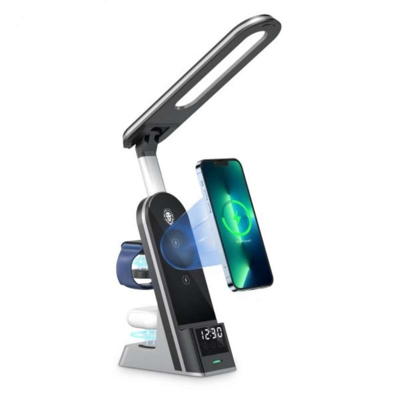7 in 1 15W Wireless Fast Charger - Desk Lamp &amp; Alarm Clock - AB-S860