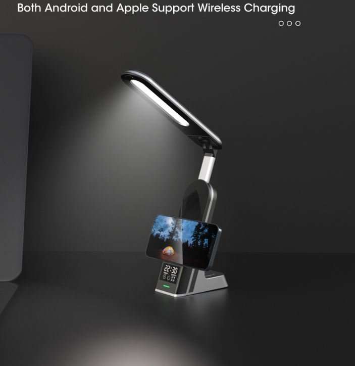 7 in 1 15W Wireless Fast Charger - Desk Lamp &amp; Alarm Clock - AB-S860