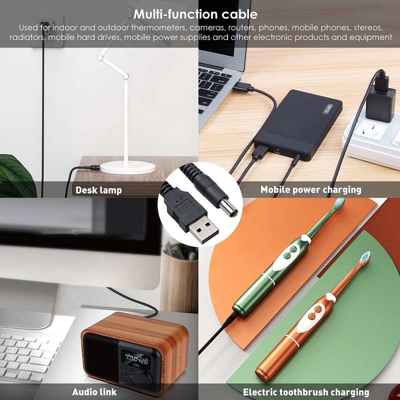 USB 2.0 Male To 5.5×2.1mm Male DC Cable 1M - SE097