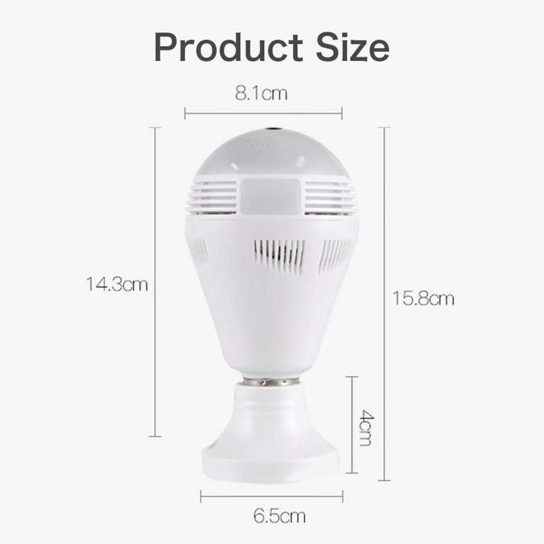 E27 WIFI 360 Bulb Camera - Mini Panoramic Fish Eye Camera - Night Vision, Support for Android/iOS...