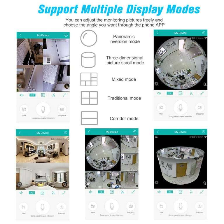 E27 WIFI 360 Bulb Camera - Mini Panoramic Fish Eye Camera - Night Vision, Support for Android/iOS...