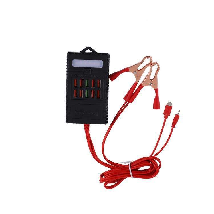 3A-5A 10 USB Port Charge With Car Battery Leads & LED Light - ZS-09