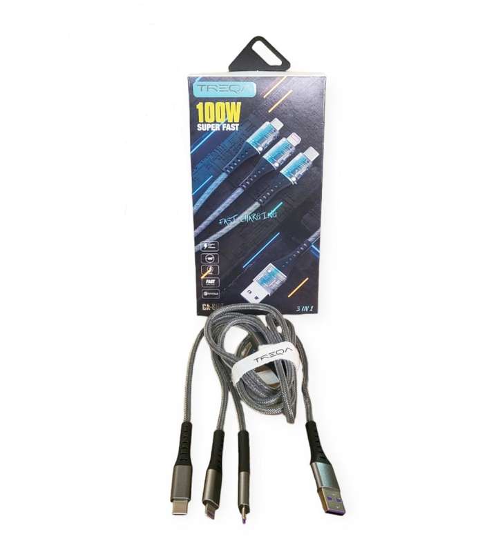 100W Treqa 3 In1 Data Cable - CA-869
