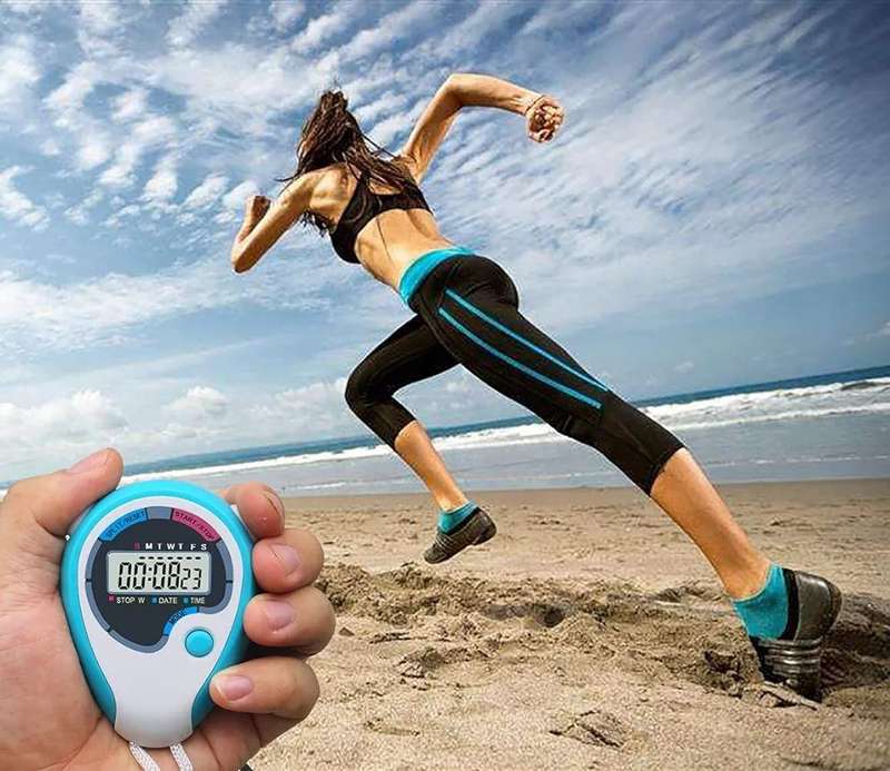 Digital Stopwatch - Large Screen Handheld Count Up Timer with Time Calendar Clock Function