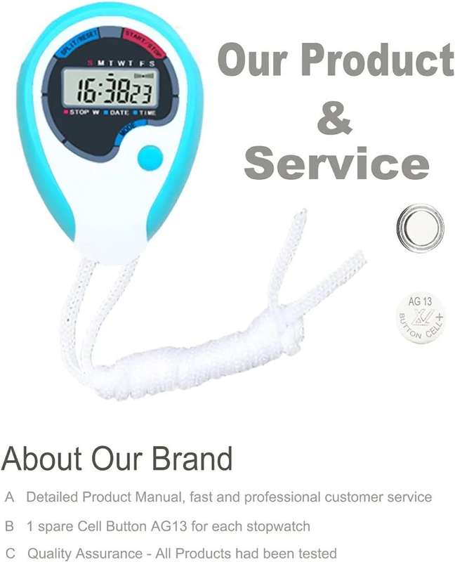 Digital Stopwatch - Large Screen Handheld Count Up Timer with Time Calendar Clock Function
