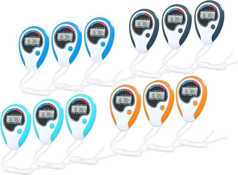 Digital Stopwatch - Large Screen Handheld Count Up Timer with Time Calendar Clock Function
