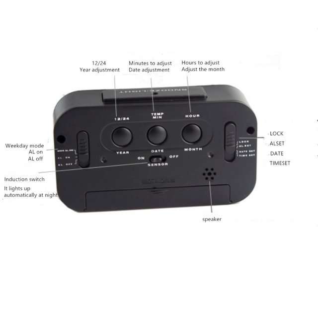 Electronic LED Alarm Clock with Temperature and Light Fashion Design