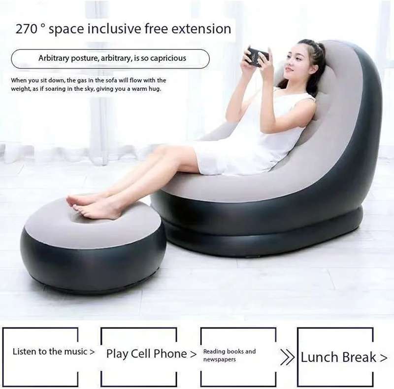 Lazy Inflatable Sofa - Sleeping Chair Flocking Single Seat