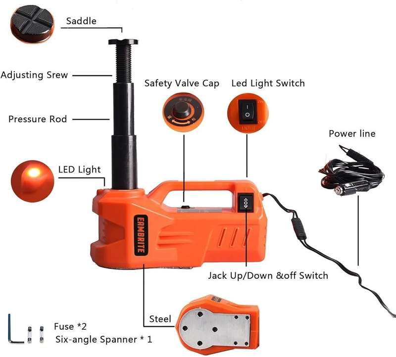 12V DC 5 Ton Electric Car Jack Hydraulic with LED Light Car Lift Floor Jack for Car Sedan RV Van ...