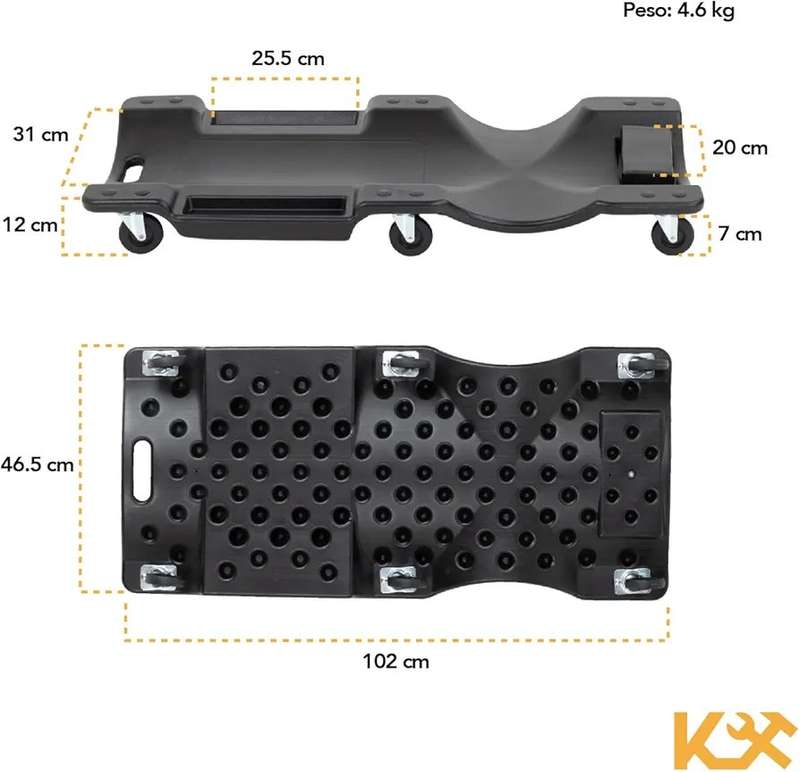 Heavy-Duty Mechanic Creeper with Wheels  Low-Profile Plastic Work Bed Cart