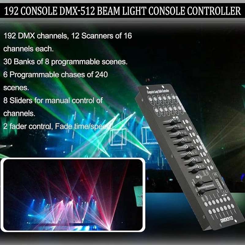 DMX Controller, 192 Channels DMX 512 Console 240 Scenes DJ Disco Equipment, DMX Lighting Consoles...
