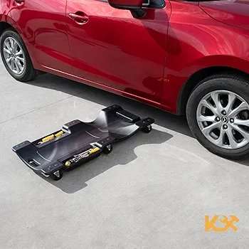 Heavy-Duty Mechanic Creeper with Wheels  Low-Profile Plastic Work Bed Cart