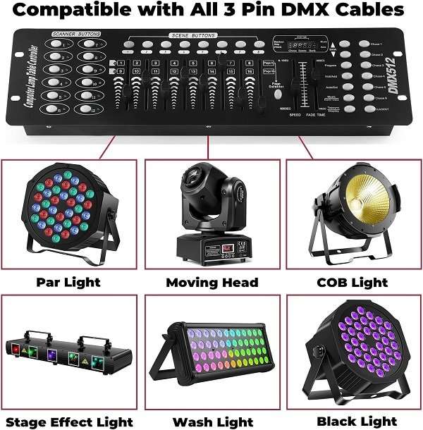 DMX Controller, 192 Channels DMX 512 Console 240 Scenes DJ Disco Equipment, DMX Lighting Consoles...