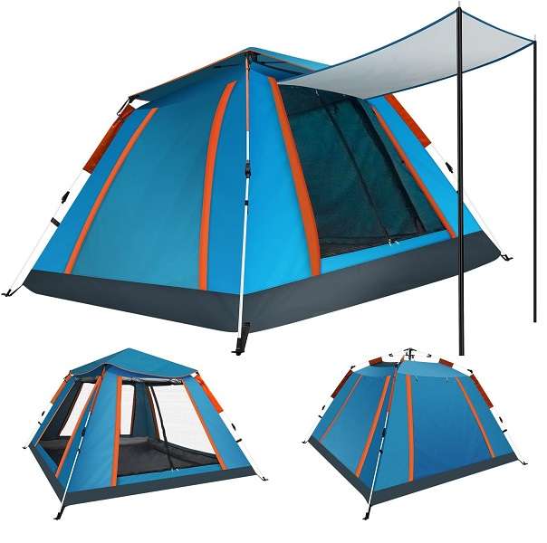 4 Sided Full Floor Camping Tent With 3 Windows 2.15m x 2.15m x 1.42m