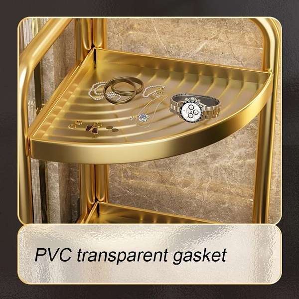 4 Tier Gold Metal Corner Wire Shelf - Space Saving Folding Corner Shelves Stand