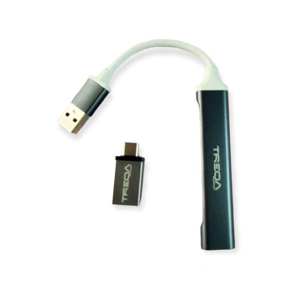 Treqa USB-3 4 Port Hub With Type C Adapter
