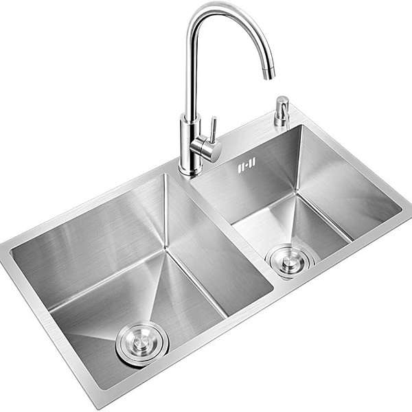 Extra Large Dual Bowl Square Overmount Stainless Steel Sink 80cm x 45cm x 20CM