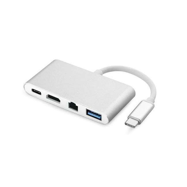 PL-L72 Type C To USB RJ45 HDMI & Type C F 4 in 1 Adapter