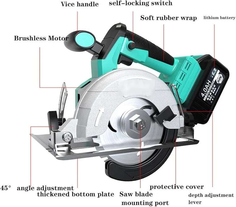48VF 5-Inch Cordless Brushless Circular Saw | Portable Lithium Battery-Powered Saw for Woodworking