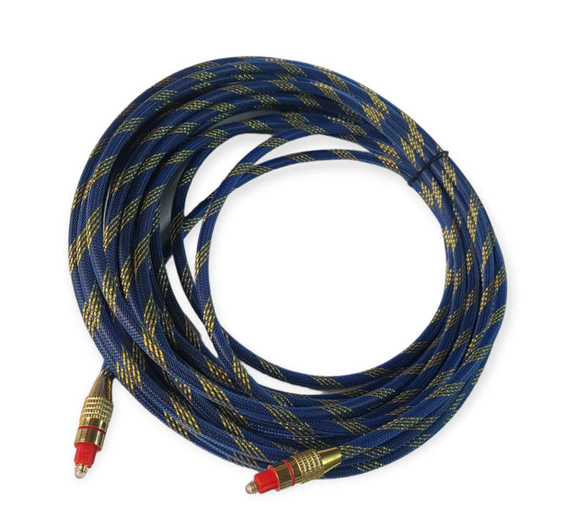 XF0089 OD6.0 Blue Mesh Gold Plated Fiber Toslink Optical Audio Cable 10M
