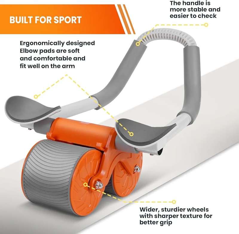 Double Wheel Automatic Abdominal Exercise Wheel - Ab Roller with Elbow Support