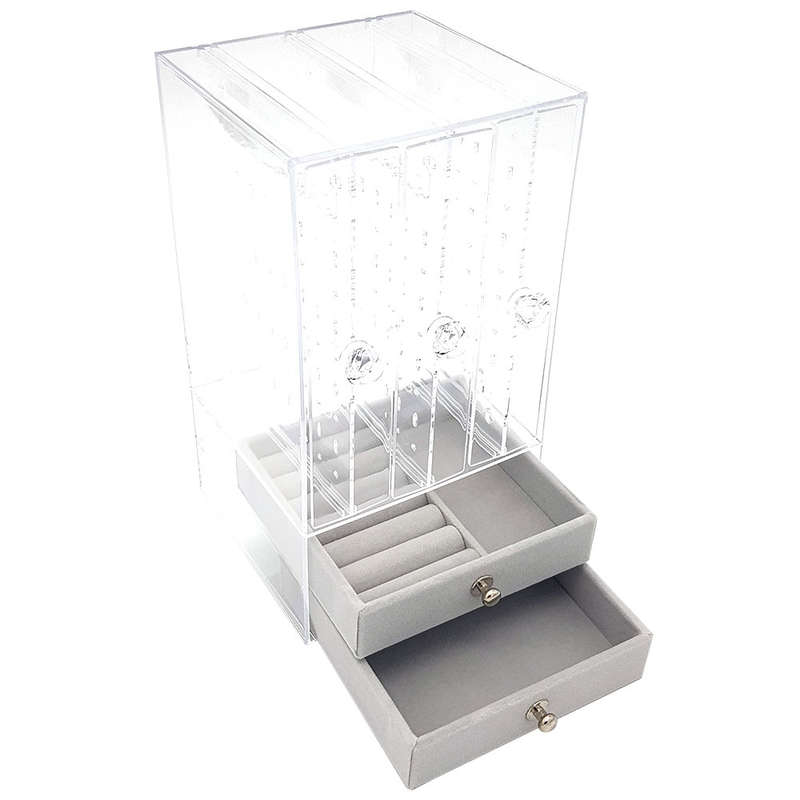 BUFFTEE Earring Jewellery Display Box (3-Panels with 2 Draws)