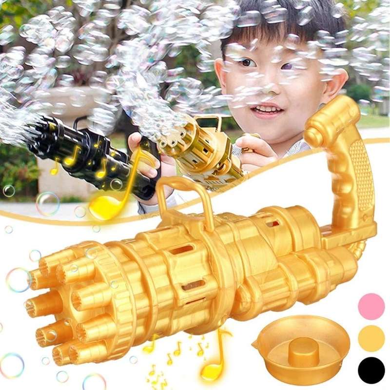 Bufftee Bubble Gatling Gun - Bubble Minigun - Electric Bubble Machine Gun-Gold