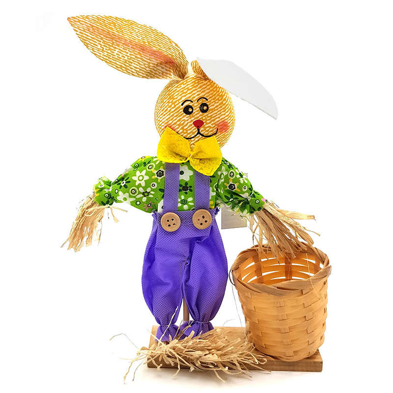 Straw Easter Bunny with Easter Egg Basket