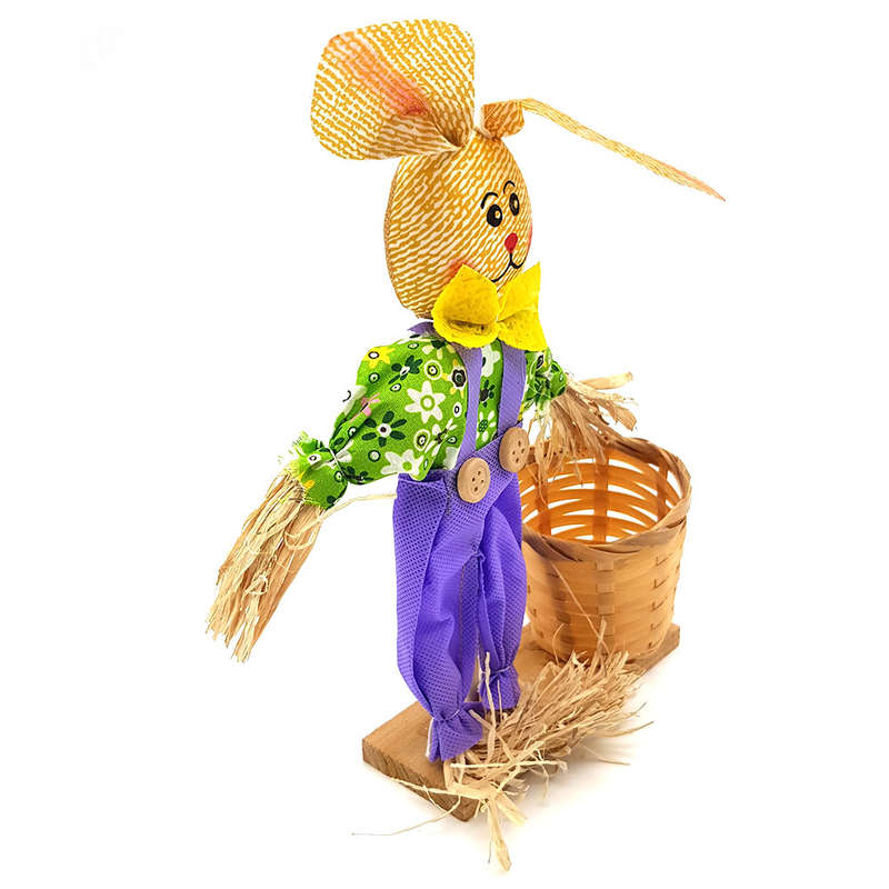Straw Easter Bunny with Easter Egg Basket