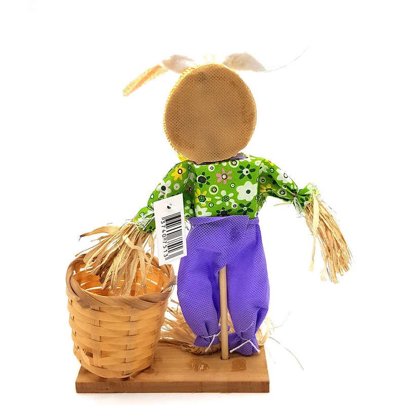 Straw Easter Bunny with Easter Egg Basket