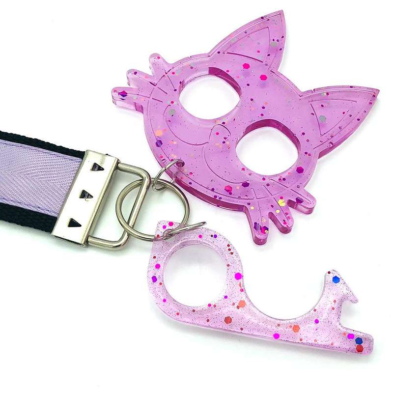 Fierce & Foxy Self Defense Cat Key Chain - Wristlet & No Touch Door Opener