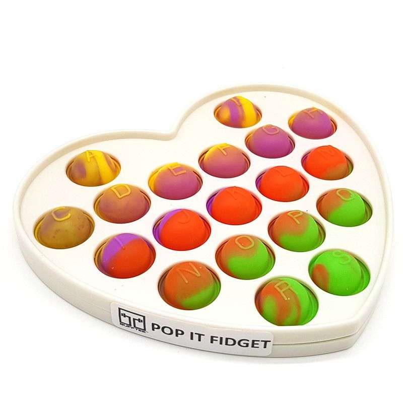 Plastic White Heart Pop it Fidget - TIKTOK Popping Bubble Game