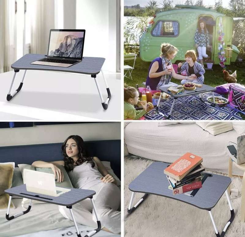 BUFFTEE Big Laptop Foldable Desk Table Serving Tray & tablet stand - Marble
