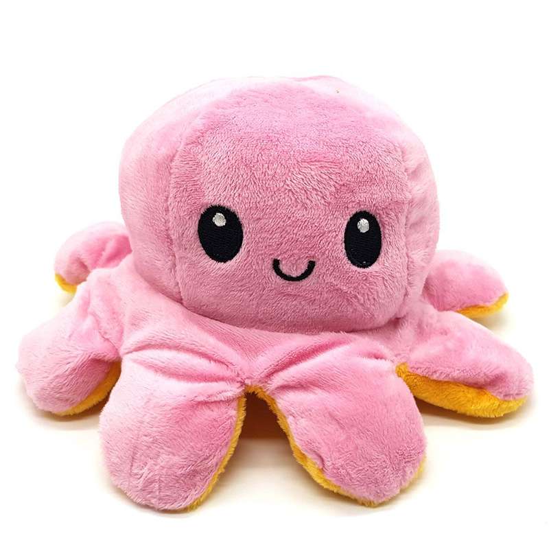 Happy Sad Octopus - Mini Mood Octopus Plush Toy - Pink & Yellow