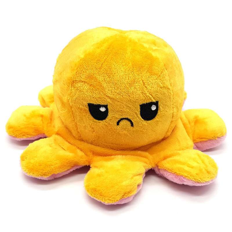 Happy Sad Octopus - Mini Mood Octopus Plush Toy - Pink & Yellow