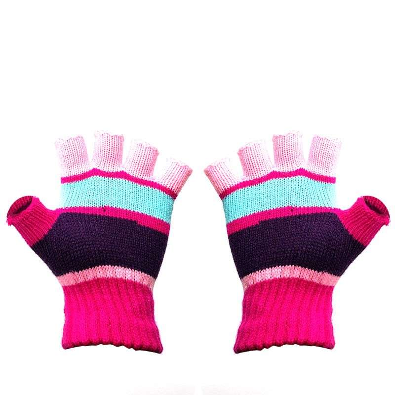 Fingerless Gloves - Pink Tones Stripe