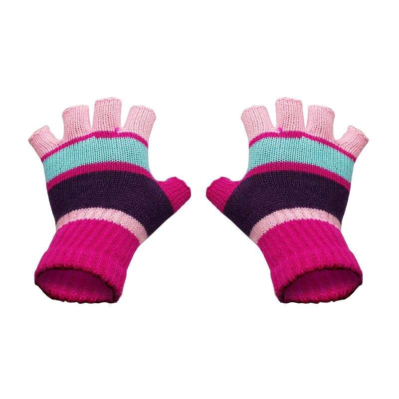 Fingerless Gloves - Pink Tones Stripe