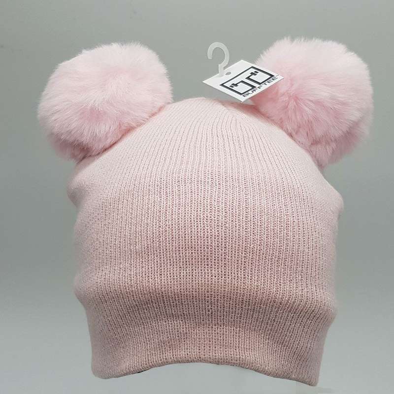 Winter Warm Twin Pom Pom Beanie - Soft Pink