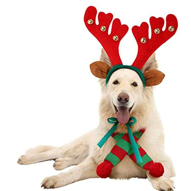 Reindeer Antlers With Bell Christmas Hat - Brown