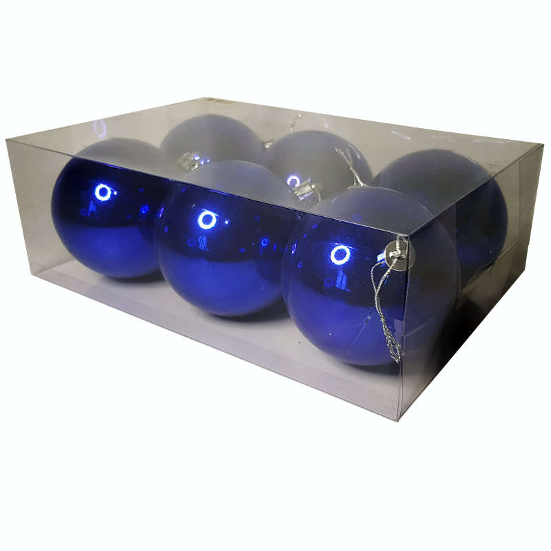 Large Christmas Tree Baubles - Christmas Balls 6 Pack - Reflective Blue