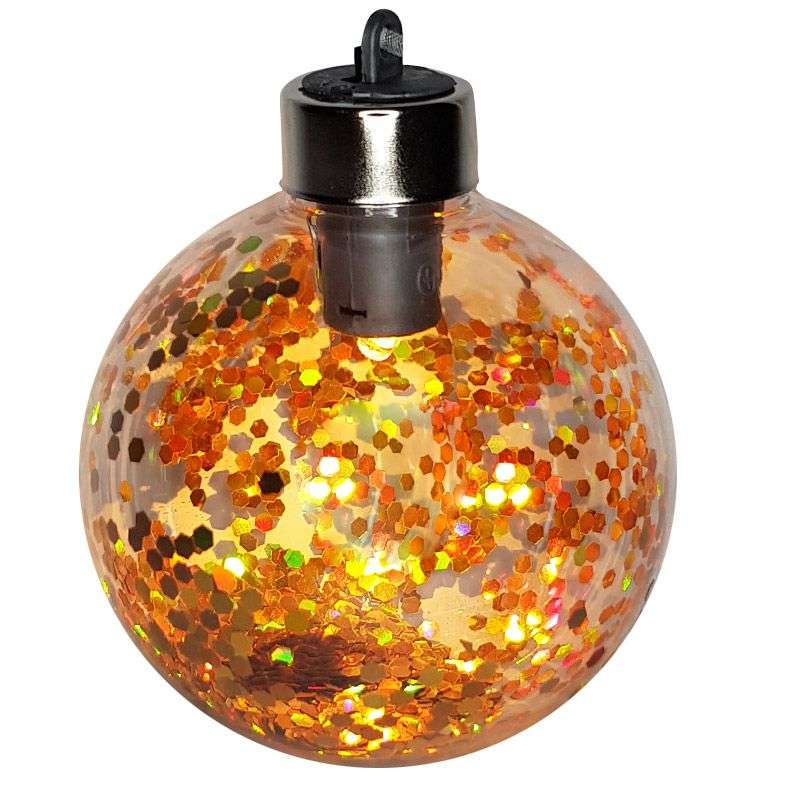 Light Up Christmas Gold Confetti Bauble - Self Lit Christmas Ball