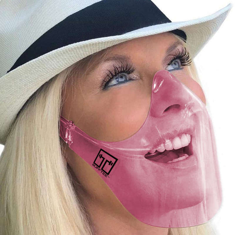 Bufftee Pink Face Shield Glasses Anti-Fog Clear Vision - Large