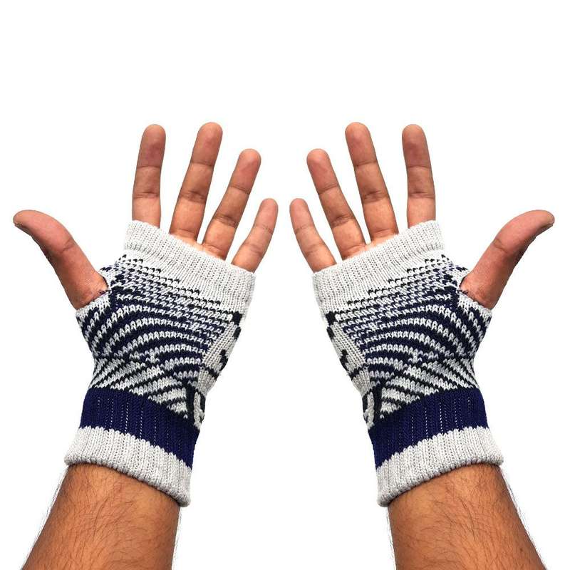 Fingerless Mittens - Warm Winter Fingerless Gloves - Navy