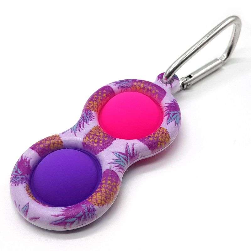 Fidget Pop It Toy Key Ring - Double Bubble POP Keychain - Fruity