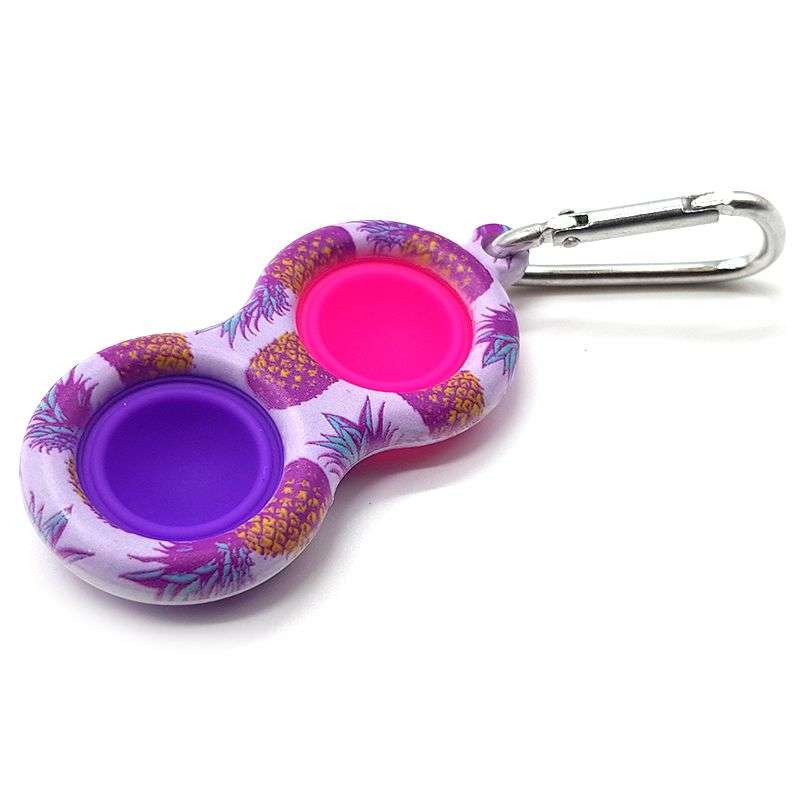 Fidget Pop It Toy Key Ring - Double Bubble POP Keychain - Fruity