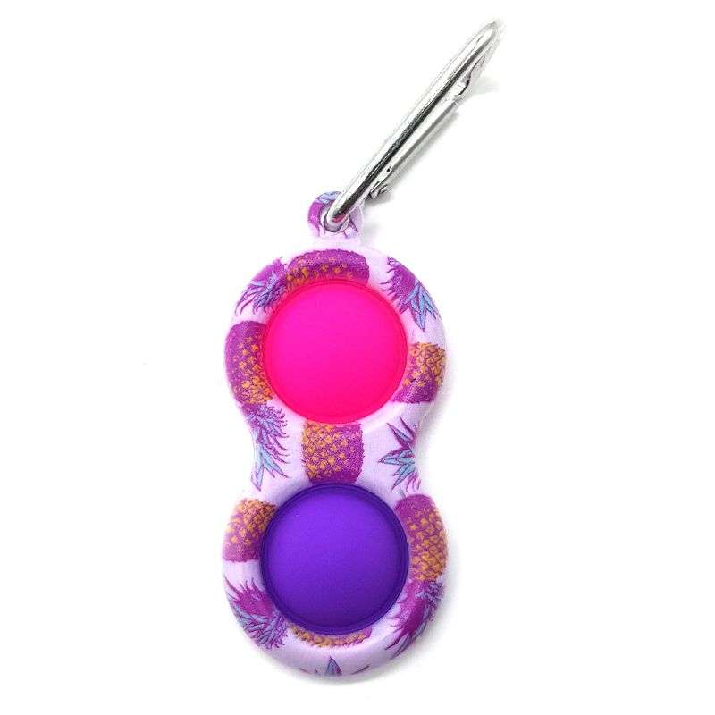 Fidget Pop It Toy Key Ring - Double Bubble POP Keychain - Fruity